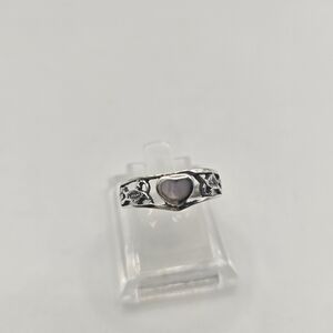 Vintage sterling silver mother of pearl heart ring SIZE 8